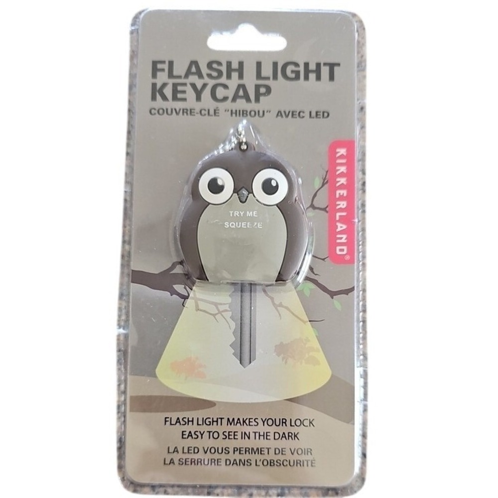 Kikkerland Owl LED Flash Light Keycap Brown Bird Key Cover KR88 New